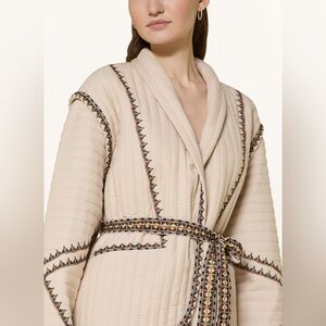 Magaschoni NWT Cream Quilted Shell Jacket with Multicolor Trim Size M